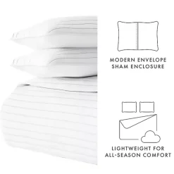 New Kirklands Home Stitched Stripes 2-pc. Twin Quilt Set White