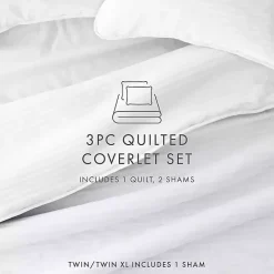 New Kirklands Home Stitched Stripes 2-pc. Twin Quilt Set White