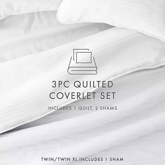 New Kirklands Home Stitched Stripes 2-pc. Twin Quilt Set White