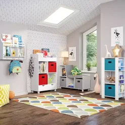 Best Kirklands Home Storage Tower Bookshelf with 2 Navy Bins White