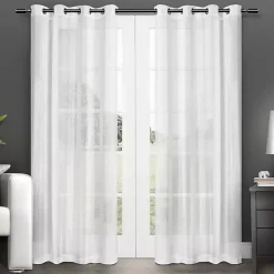 Sale Kirklands Home Stripe Sheer Curtain Panel Set, 108 in. White