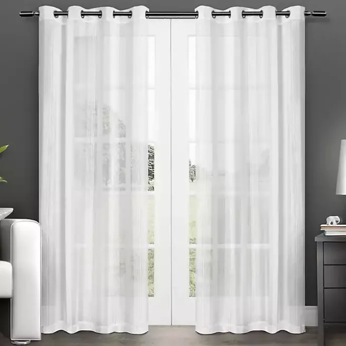 Sale Kirklands Home Stripe Sheer Curtain Panel Set, 108 in. White