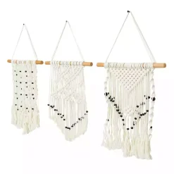 Kirklands Home Tasseled Macrame Wall Hangings, Set of 3 White
