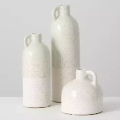 Kirklands Home Terracotta Bottle Vases, Set of 3 White