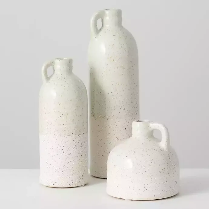 Kirklands Home Terracotta Bottle Vases, Set of 3 White
