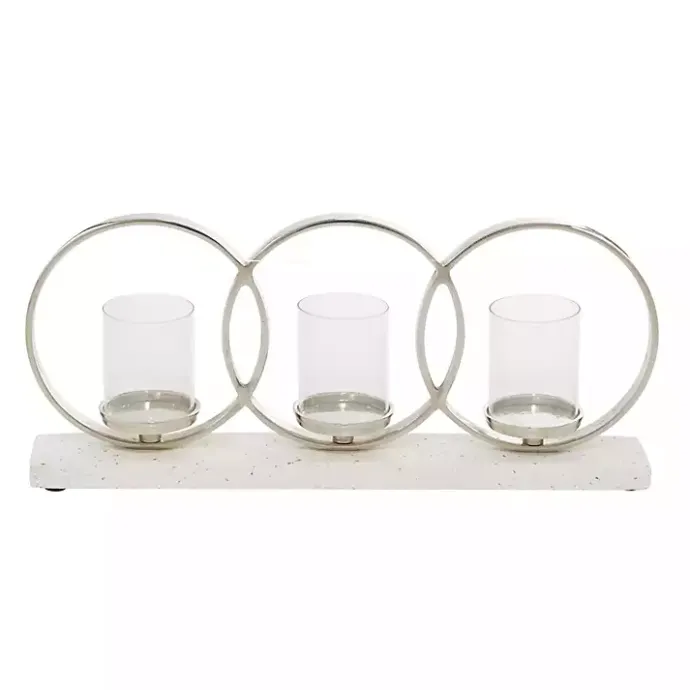 Discount Kirklands Home White Terrazzo Candle Holder Runner