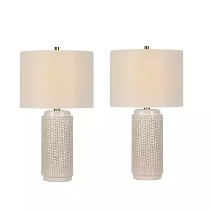 Clearance Kirklands Home Textured Cylinder Table Lamps, Set of 2 White