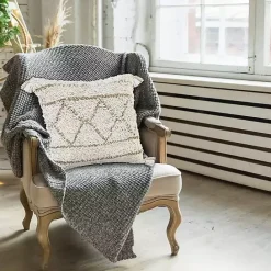 Clearance Kirklands Home White Textured Diamond Throw Pillow