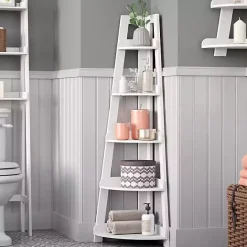 Outlet Kirklands Home White 5-Tier Corner Ladder Shelves