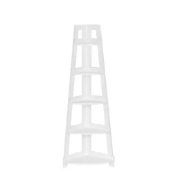 Outlet Kirklands Home White 5-Tier Corner Ladder Shelves