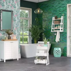 New Kirklands Home Tiered 3-Shelf Bathroom Shelves White