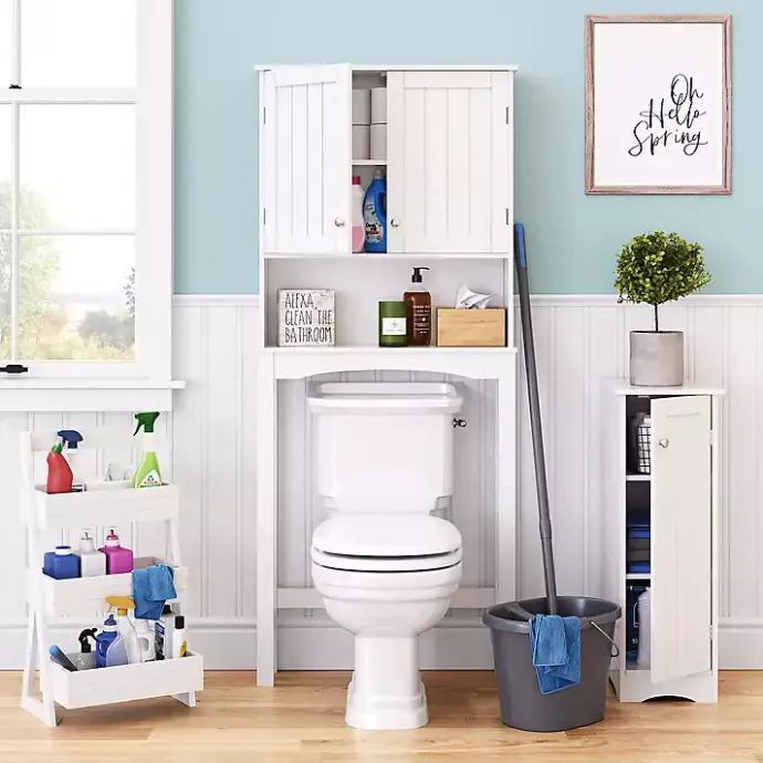 New Kirklands Home Tiered 3-Shelf Bathroom Shelves White