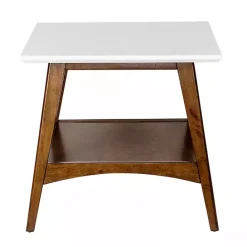 Discount Kirklands Home White Top and Pecan Wood Mid-Century Modern Table Brown
