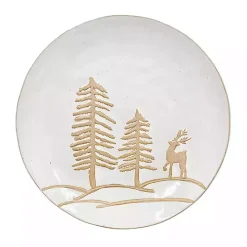 New Kirklands Home White Trees and Deer Dinner Plates, Set of 4