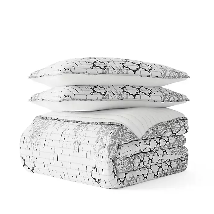 Sale Kirklands Home White Trellis Reversible 3-pc. King Quilt Set