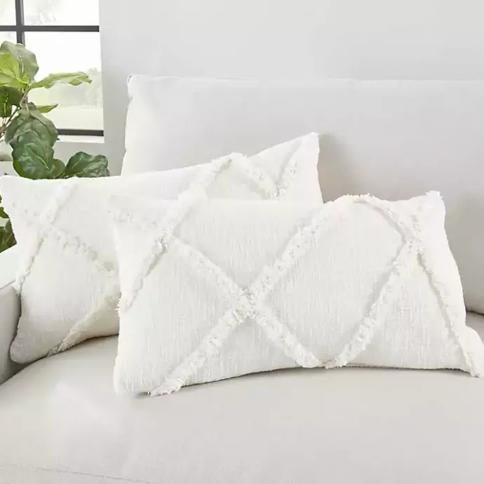 Sale Kirklands Home Tufted Diamond Lumbar Pillows, Set of 2 White