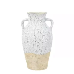 Outlet Kirklands Home White Two-Tone Ceramic Jug Vase with Handles