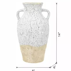 Outlet Kirklands Home White Two-Tone Ceramic Jug Vase with Handles