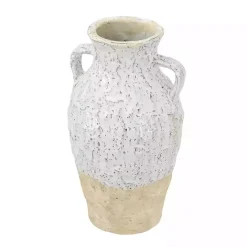 Outlet Kirklands Home White Two-Tone Ceramic Jug Vase with Handles