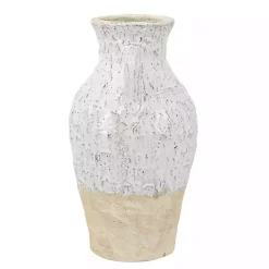 Outlet Kirklands Home White Two-Tone Ceramic Jug Vase with Handles