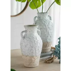 Outlet Kirklands Home White Two-Tone Ceramic Jug Vase with Handles