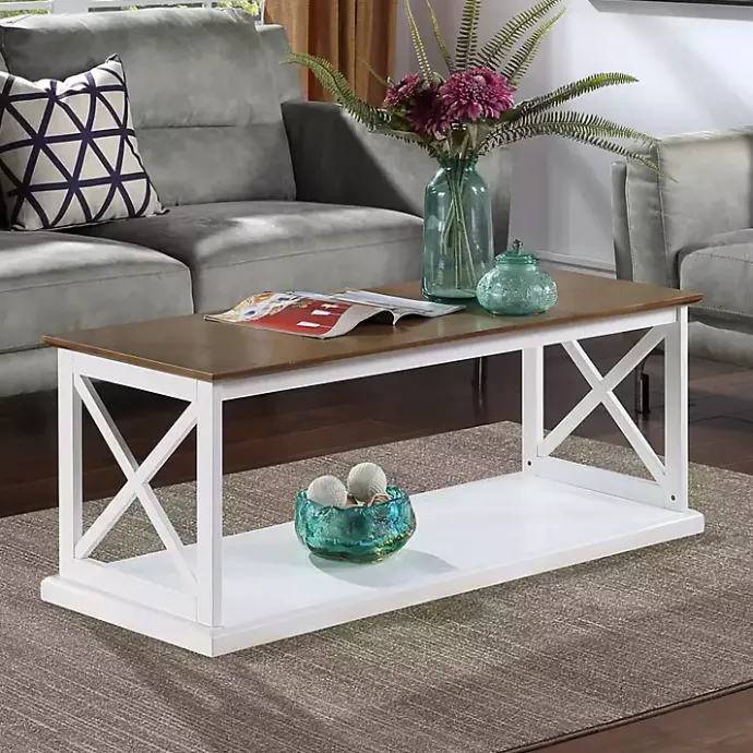 Kirklands Home Two-Tone Double X Sides Coffee Table White