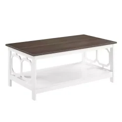 Outlet Kirklands Home White Two-Tone Geometric Sides Coffee Table