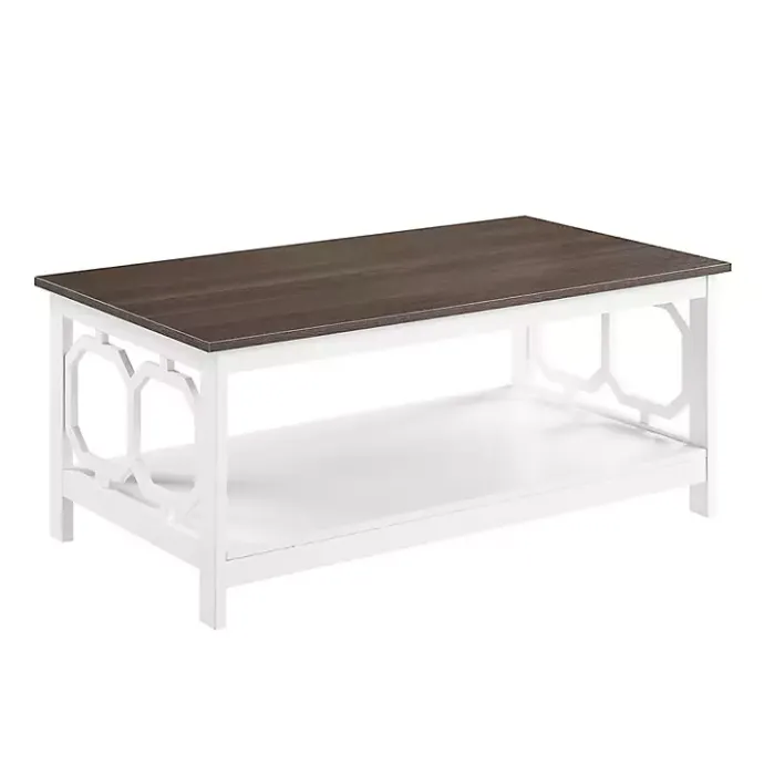 Outlet Kirklands Home White Two-Tone Geometric Sides Coffee Table