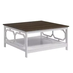 Hot Kirklands Home White Two-Tone Geometric Sides Square Coffee Table