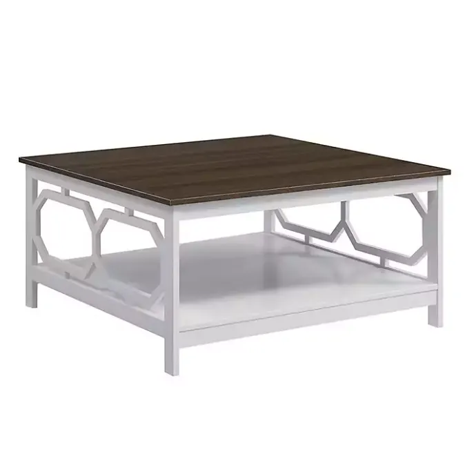 Hot Kirklands Home White Two-Tone Geometric Sides Square Coffee Table