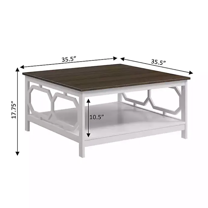 Hot Kirklands Home White Two-Tone Geometric Sides Square Coffee Table