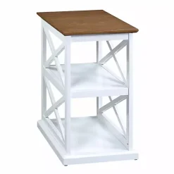 Best Kirklands Home Two-Tone Wood Double X Sides Accent Table White