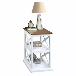 Best Kirklands Home Two-Tone Wood Double X Sides Accent Table White