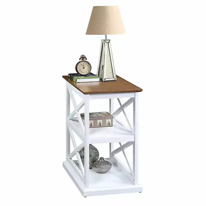 Best Kirklands Home Two-Tone Wood Double X Sides Accent Table White