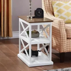 Best Kirklands Home Two-Tone Wood Double X Sides Accent Table White