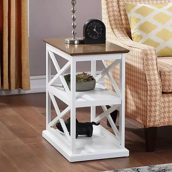 Best Kirklands Home Two-Tone Wood Double X Sides Accent Table White
