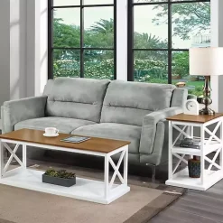 Best Kirklands Home Two-Tone Wood Double X Sides Accent Table White