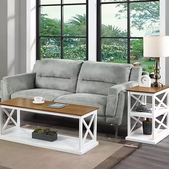 Best Kirklands Home Two-Tone Wood Double X Sides Accent Table White