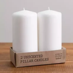 Kirklands Home Unscented Pillar Candles, Set of 2 White