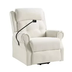 Hot Kirklands Home Upholstered Lift Assist Massaging Recliner White