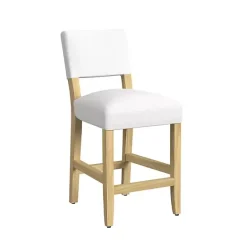 Outlet Kirklands Home Upholstered Wood Counter Stool White