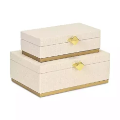 Clearance Kirklands Home White Vinyl Rattan Rectangular Boxes, Set of 2