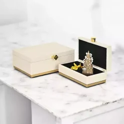 Clearance Kirklands Home White Vinyl Rattan Rectangular Boxes, Set of 2