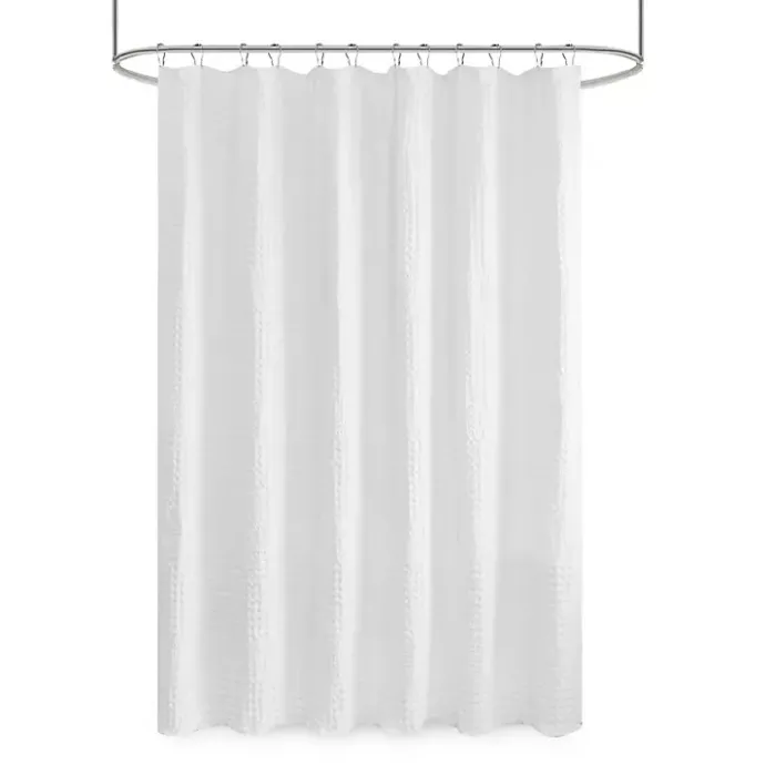 Hot Kirklands Home Waffle Cotton Shower Curtain White