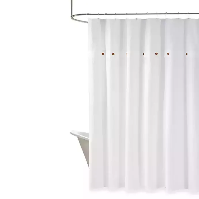 New Kirklands Home Waffle Weave Cotton Shower Curtain White