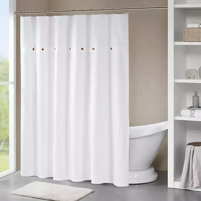 New Kirklands Home Waffle Weave Cotton Shower Curtain White