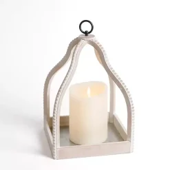 Sale Kirklands Home Washed Beaded Open Lantern, 16 in. White