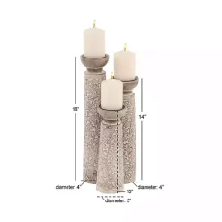 Sale Kirklands Home White Washed Floral Wood Candle Holders, Set of 3