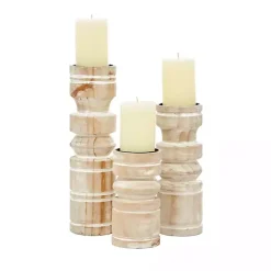 Best Kirklands Home White Washed Wood Column Candle Holders, Set of 3
