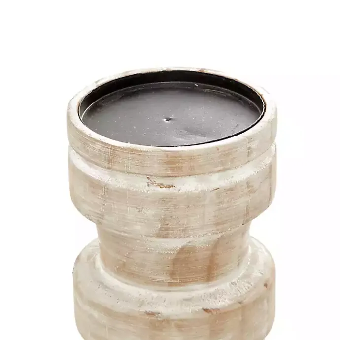 Best Kirklands Home White Washed Wood Column Candle Holders, Set of 3